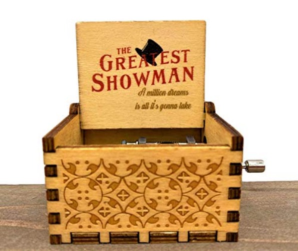 Beautiful Carved Wooden Music box Hand cranked: Lord of the Rings Beauty and the Beast, Star Wars, Frozen, Zelda and Lord of the Rings Theme Gift (The Greatest Showman (A Million Dreams)) - The Greatest Showman (a Million Dreams)