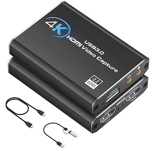 HDMI Video Capture Card for Switch - 4K External Capture Card for Streaming with USB 3.0 and 2K 30FPS Game Capture for Nintendo Switch/PS5/Xbox/PS4/Steam Deck