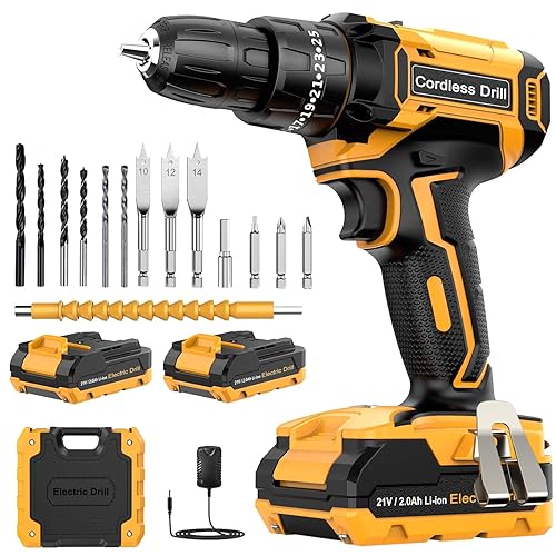 Cordless Drill with 2 Batteries 2000mAh