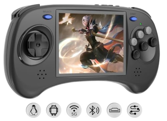 RG ARC D Retro Handheld Game Console , Dual OS Android 11 and Linux System with 128G SD Card 4541 Games Support 5G WiFi 4.2 Bluetooth Moonlight Streaming and HDMI Output (Black) - RG ARC D-Black