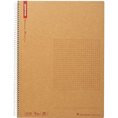 Maruman SPIRAL NOTE BASIC 8.58 x 11.69 inches (A4) after detached, 5mm-squared, 80 Sheets (N245ES) - 8.98" x 11.69" (A4) - Squared
