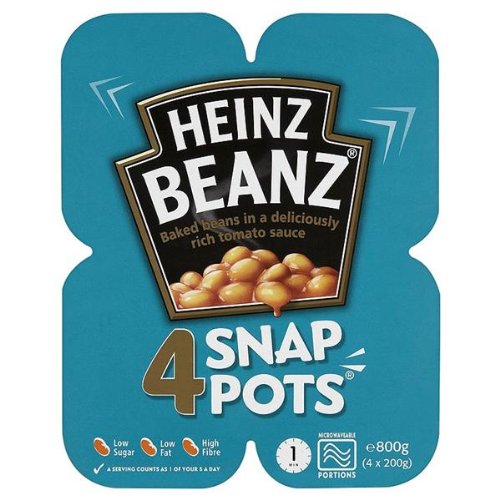 Heinz Beans Snap Pots 4x200g (Pack of 2) - Tomato Sauce - 7.05 Ounce (Pack of 1)