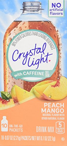 Crystal Light On The Go Peach Mango with Caffeine, 10-Packet Boxes (Pack of 4) - Peach Mango - 10 Count (Pack of 4)