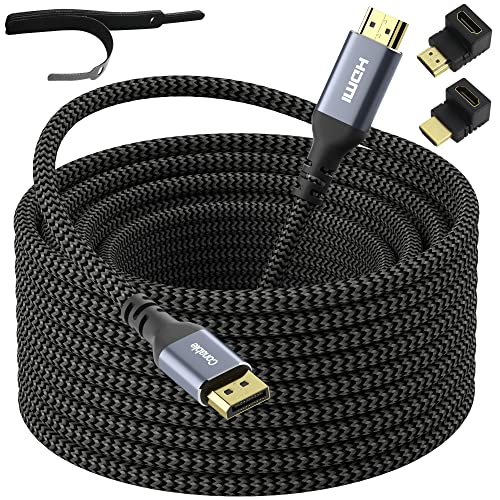 4K DisplayPort to HDMI Cable 20FT, 4K@60Hz HDR, High Speed Active Display Port to HDMI Cable UHD Converter, Uni-Directional Braided Cord, Support 4K@60Hz 2K@120Hz 1080P for HDTV, Monitor, Projector - 20 Feet - Displayport to HDMI Cable