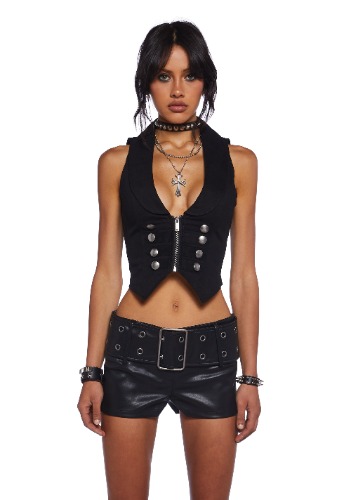 Disturbing The Peace Cropped Vest | BLACK / X-Large