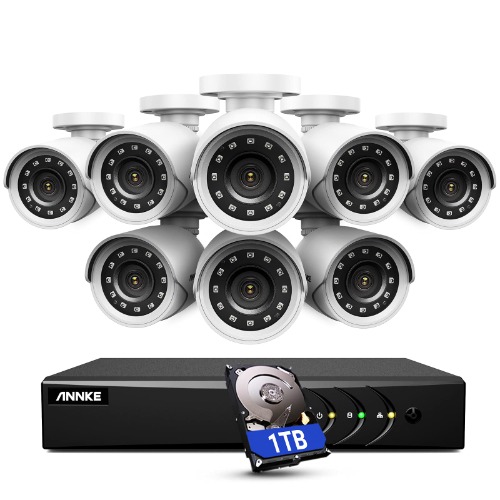 ANNKE 5MP Lite Wired Security Camera System with AI Human/Vehicle Detection, H.265+ 8CH Surveillance DVR with 1TB Hard Drive and 8 x 1080p HD Outdoor CCTV Camera, 100 ft Night Vision, Remote Access - 