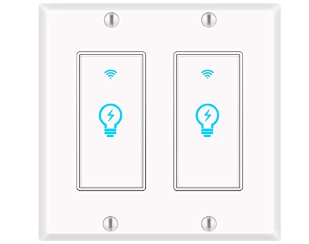 Smart Light Switch, Compatible with Alexa, Google Home IFTTT, App and Voice Control, Timing Function, No Hub Required, Suitable for 2/3/4 Box, Neutral Wire Needs MICMI, 2 Gang - 2 Gang Smart Touch switch