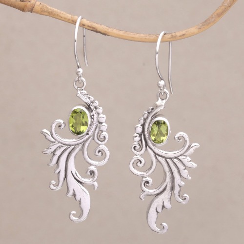 By the Wind Peridot and Sterling Silver Dangle Earrings from Bali | Default Title