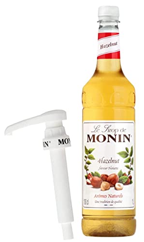 Monin Premium Coffee Syrup in Hazelnut 1L Plastic Bottle & Monin Pump