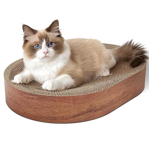 ComSaf Cat Scratching Board - Cat Scratcher for Indoor Cats, Recycle Oval Cat Scratch Bed, Durable Cardboard Cat Scratch Pad, Circle Cat Scratcher Lounge Bowl, Furniture Protector from Kitten Claws - Type-1