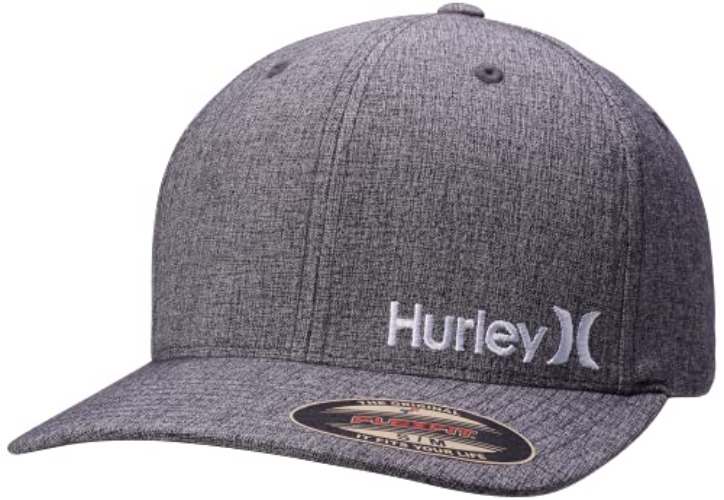 Hurley Men's Baseball Cap - Flexfit Curve Bill Fitted Trucker Hat for Men (S-XL) - Large-X-Large - Light Grey