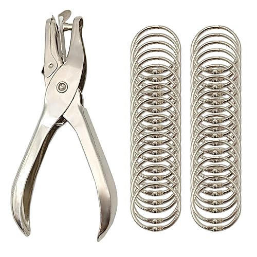 Vfrikor (40Pack) Book Rings 1 Inch Binder Rings with Metal Single Hole Punch.Nickel Plated Steel Paper Rings Metal Rings for Index Cards,Flash Card Rings,Silver