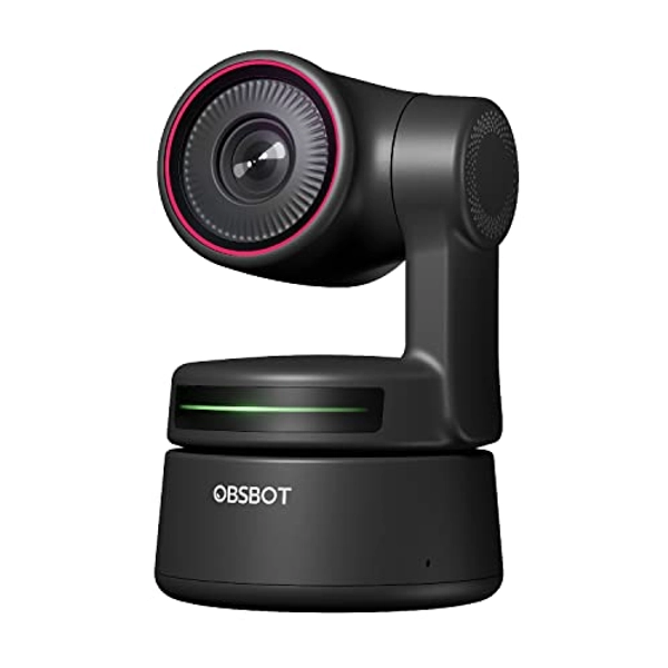 OBSBOT Tiny Webcam 4K PTZ, AI-Powered Tracking & Auto Framing, 4K Webcam with Microphone Noise Reduction, Gesture Control, 60 FPS, HDR Low-Light Correction, Web Camera for PC, Streaming, Meeting, etc.
