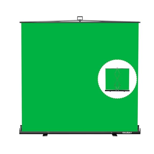 【Wider Style】 RAUBAY 78.7 x 78.7in Large Collapsible Green Screen Backdrop Portable Retractable Chroma Key Panel Photo Background with Stand for Video Conference, Photographic Studio, Streaming - Wider (78.7 x 78.7in) - green