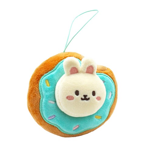 Anirollz 4" Plush Keychain with Donut Blanket Soft Squishy Stuffed Animal Ornament Bag Charm (Bunniroll) - Bunniroll