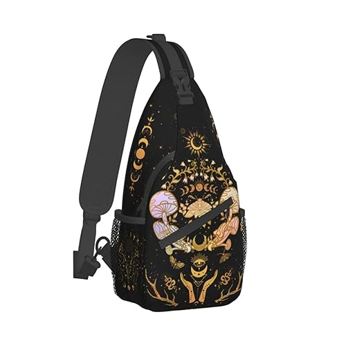 Moth Moon Crossbody Bags, Witchy Travel Crossbody Bags for Women, Sun Moon Sling Bag Hippie Mushroom Gothic Witch Gifts - Black-moth