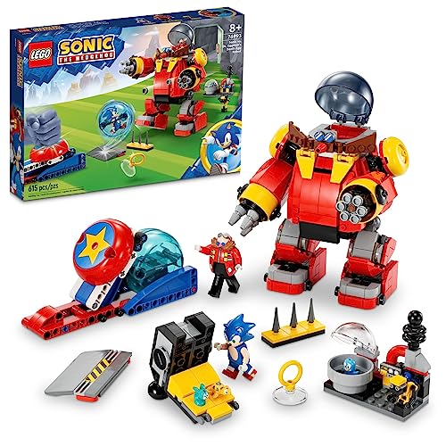 LEGO Sonic The Hedgehog Sonic vs. Dr. Eggman’s Death Egg Robot Building Toy for Sonic Fans and 8 Year Old Gamers, includes Speed Sphere and Launcher Plus 6 Sonic Figures for Creative Role Play, 76993