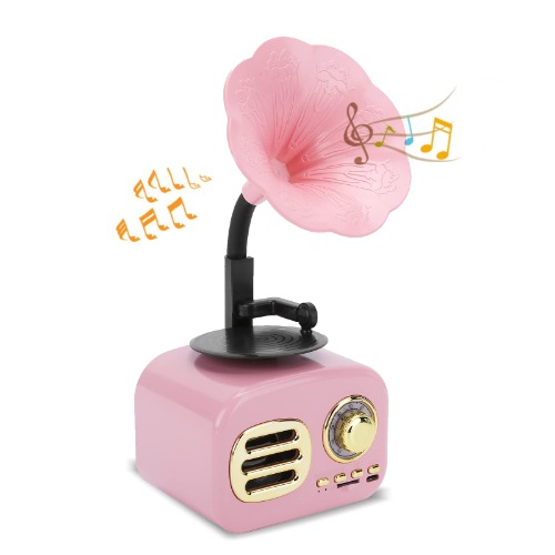 Retro Bluetooth Speaker, Mini Gramophone Phonograph Shape Bluetooth Speaker Loudspeaker, Vintage Home Bedroom Decor, Retro Music Player(Pink) - Pink