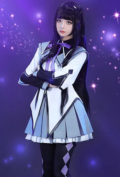 Puella Magi Madoka Magica Homura Akemi Cosplay Costume Fighting Uniform Set