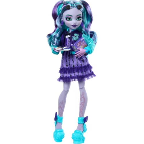 FEARBOOK TWYLA DOLL 💜 Monster High 10.5" Fearbook Twyla Fashion Doll with Varsity Jacket, Yearbook, and Music Accessories (Plus $9.99 shipping fee)
