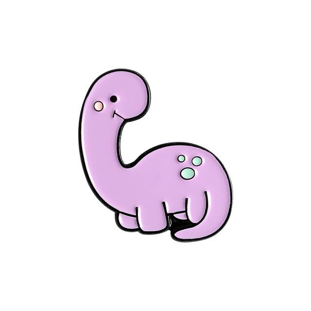 Baby Dino Enamel Pins - Purple Long Neck