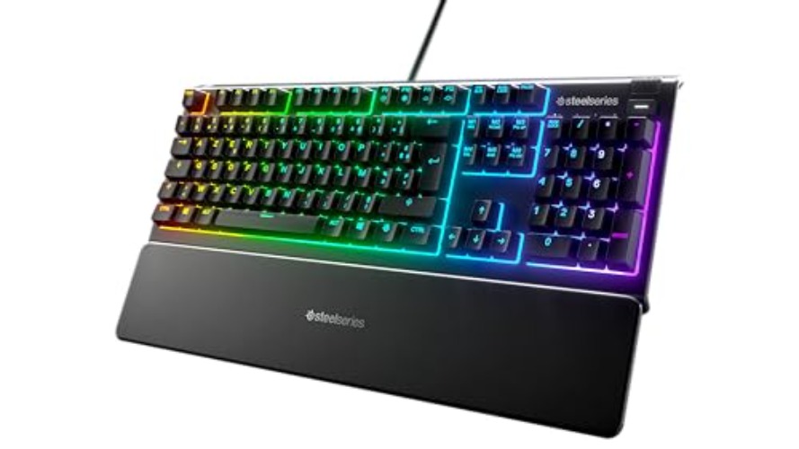 SteelSeries Apex 3 - Clavier de Gaming - Illumination RVB sur 10 Zones - Repose-Mains Magnétique Premium - Agencement Français AZERTY - Norme - Français AZERTY - Unique