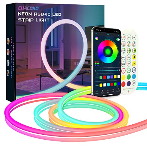 CHACOKO 3M RGB avec IC Neon Ruban LED, Effet Arc-en-Ciel, 84 LED par Mètre, 420 LED, Bande LED Chambre Étanche IP65 Silicone, APP et Télécommande, Mode Musique, Pour Maison, Chambre, Jardin, Fête - 3 Mètres