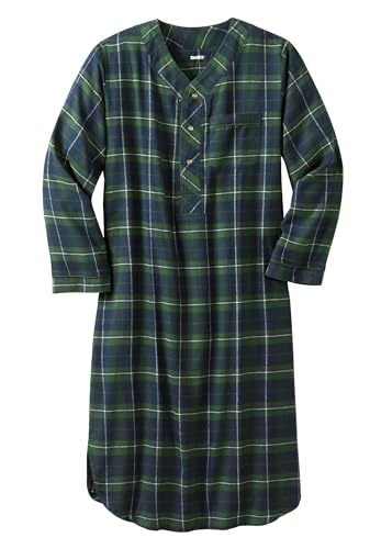 KingSize Men's Big & Tall Plaid Flannel Nightshirt - 2X-Large/3X-Large Tall - Balsam Plaid