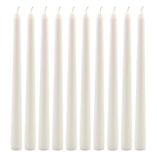 Stonebriar Tall 10" White Unscented Dripless 10 Count Taper Candles, 7 Hour Burn Time - 10 pack