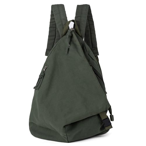 GreenTaya Rucksack Damen Herren Canvas Vintage Casual Daypacks Retro Segeltuch Rucksäcke Schulterrucksack Reiserucksack Leichter Tagesrucksack für Büro Ausflug. Grün - 1-grün