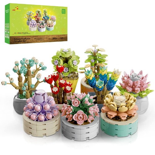 JMBricklayer Succulent Bonsai Botanical Collection Building Set, Plants Office & Room Decor Succulents Flowers Building Toys, Creative Building Project for Adults, Gifts for Girls Women(750 Pieces) - 