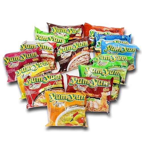 Yum Yum Nudeln | Thailändische | Instantnudeln | Mixkarton | Pack (30x60g) | 9 Geschmacksrichtungen (Huhn, Ente, Rind, Shrimp, Gemüse, Curry, Japanese Chicken, Sriracha Chicken, Grilled Chicken)