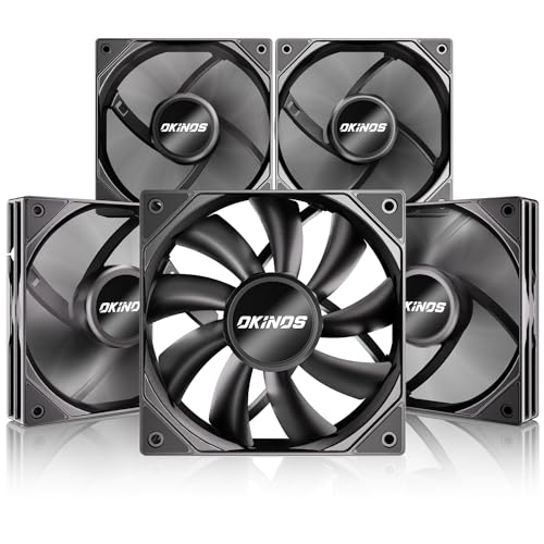 Okinos, 67CFM, 1500RPM, 4Pin PWM, Hurricane Series, 120mm Case Fan 5 Packs, High Airflow - [1500rpm+PWM] x5