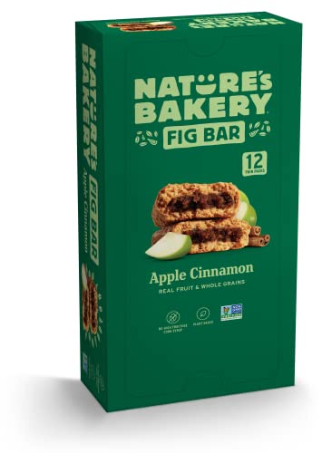 Nature's Bakery Whole Wheat Fig Bars, Apple Cinnamon, Real Fruit, Vegan, Non-GMO, Snack Bar, 1 Box With 12 Twin Packs (12 Twin Packs) - Apple Cinnamon - 12 Count (Pack of 1)