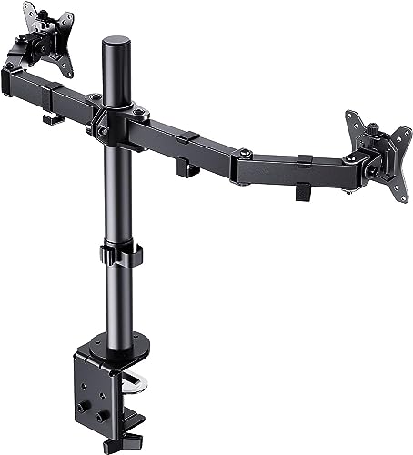 ErGear Dual Monitor Desk Mount, Fully Adjustable Dual Monitor Arm for 2 Computer Screens up to 32 inch, Heavy Duty Dual Monitor Stand for Desk, Holds up to 17.6 lbs per Arm, EGCM1 - Black - 13" - 32"