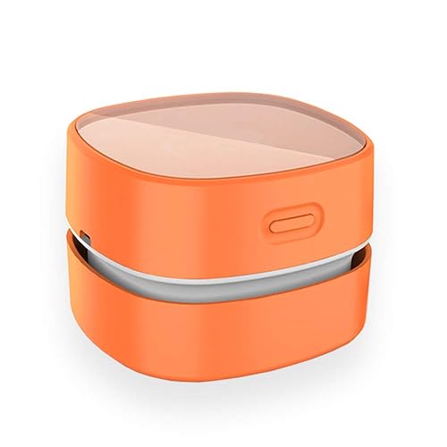 ODISTAR Desktop Vacuum Cleaner,Mini Table dust Sweeper Energy Saving with auto Power-Off Function,High Endurance up to 400 mins,Cordless&360º Rotatable Design for Keyboard/Office(Orange Charging) - Orange Usb Charging