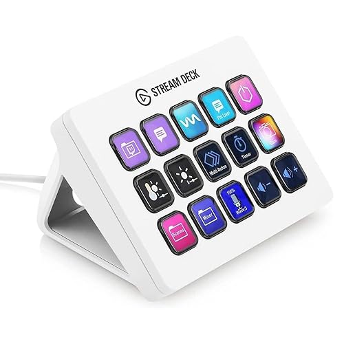 Elgato Stream Deck MK.2 White – Studio Controller, 15 macro keys, trigger actions in apps and software like OBS, Twitch, ​YouTube and more, works with Mac and PC - 15 Keys (MK.2 ) White
