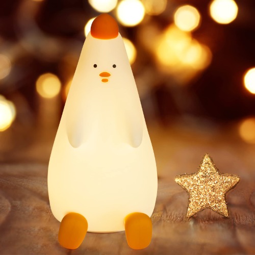 Brynnl Night Light for Kids, LED Cute Night Light Silicone Nightlights for Children Warm White or 7 Colour Changing Chick Night Light for Kids USB Rechargeable Sensitive Tap Control Nightlight
