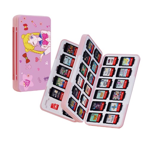 JINGDU Switch Game Case for Nintendo Switch/OLED/Lite, 48 Slots Game Cartridge Holder for Switch Game Cards, Soft Lining Switch Game Storage Box for Switch Games and Micro SD Cards, Sailor Moon