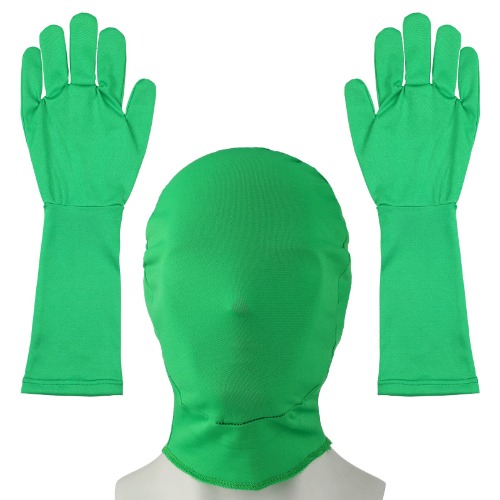 Chromakey Green Screen Gloves Hood Chroma Key Green Glove Hood Invisible Effects Background Chroma Keying Green Gloves and Hood for Green Screen Photography Photo Video Film Make - 
