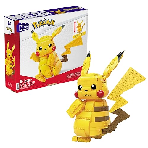 MEGA Pokémon Building Toys Set Jumbo Pikachu with 806 Pieces, Articulated and Poseable, 12 Inches Tall, for Kids - Jumbo Pikachu