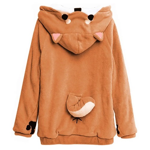 Cozy Shiba Inu Inspired Puppy Dog Eared Hoodie Sweater - L
