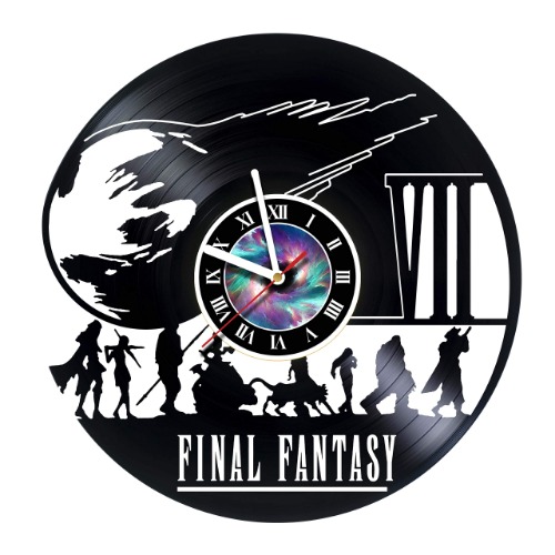 Wall Clock Compatible with Final Fantasy 7 PC Games Vinyl Record Wall Clock - Decorate Your Home with Modern Famous Final Fantasy Movie - Fantasy Art Design Incredible Art - 