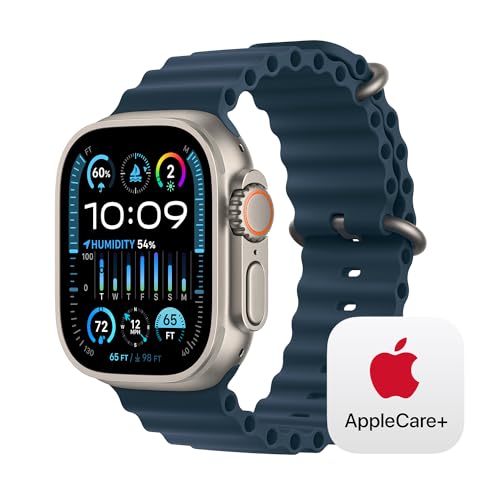 Apple Watch Ultra 2 GPS + Cellular 49mm Titanium Case with Blue Ocean Band with AppleCare+ (2 Years) - Titanium Case with Blue Ocean Band - One size - fits 130-200mm wrists - With AppleCare+ (2 Years)