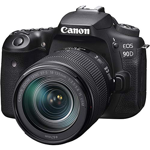 Canon DSLR Camera [EOS 90D] with 18-135 is USM Lens | Built-in Wi-Fi, Bluetooth, DIGIC 8 Image Processor, 4K Video, Dual Pixel CMOS AF, and 3.0 Inch Vari-Angle Touch LCD Screen, Black - Body and Lens