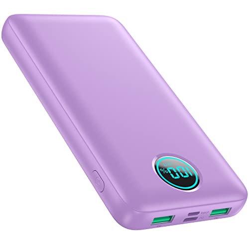 Portable Charger Power Bank 30,800mAh LCD Display Power Bank,25W PD Fast Charging +QC 4.0 Quick Phone Charging Power Bank Tri-Outputs Battery Pack Compatible with iPhone,Android etc(Purple) - Purple