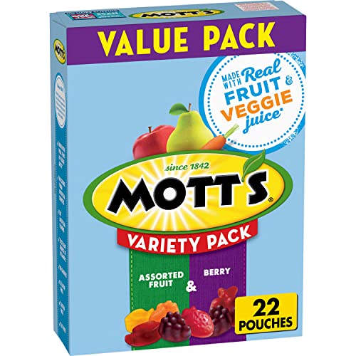 Mott's Fruit Flavored Snacks, Variety Value Pack, Gluten Free, 22 ct - 22 Count (Pack of 1)