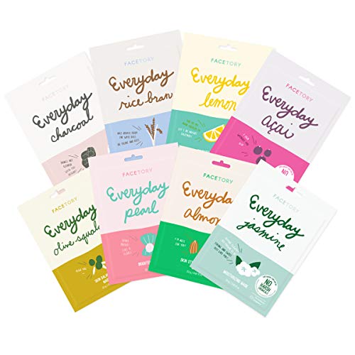 Everyday Hydrating Essence Korean Sheet Masks (8 Pack Bundle) , for All Skin Types, Revitalizing, Purifying, Illuminating, Anti-aging With No Harsh Chemicals and Safe for Sensitive Skin, Set of 8 - 0.81 Fl Oz (Pack of 8)