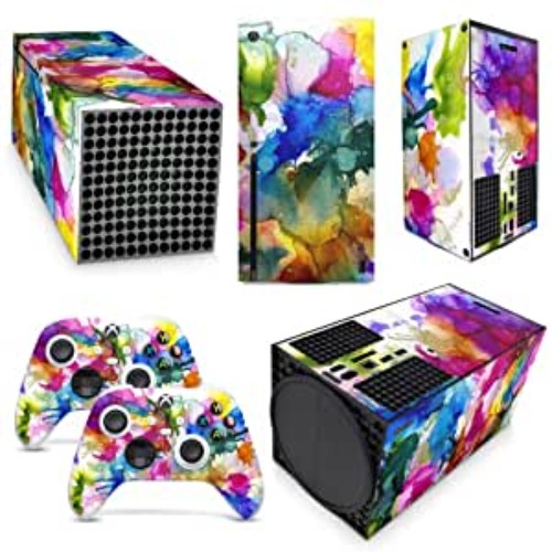 GNG Colour Explosion Skins Compatible with Xbox Series X Console Decal Vinal Sticker + 2 Controller Set