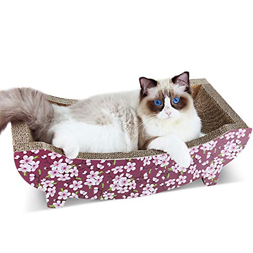 Cat Scratcher Cardboard Lounge Bed, Cat Scratching Pad, Pet Lounger (Boat) - Boat